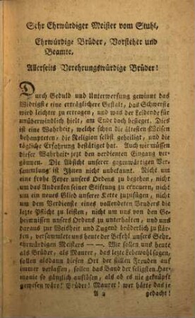 Endliches Schicksal des Freymaurer-Ordens