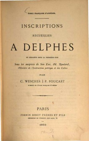 Inscriptions recueillies à Delphes