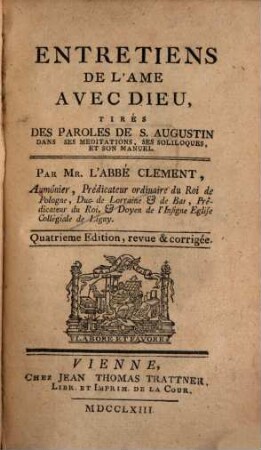 Entretiens de l'ame avec Dieu, tirés de S. Augustin