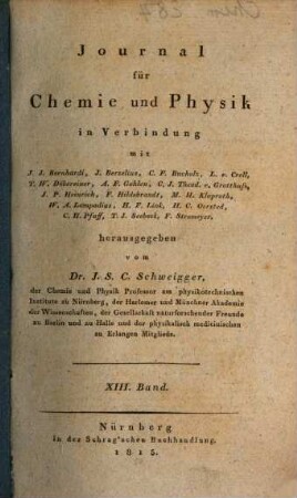 Journal für Chemie und Physik. 13, 13. 1815