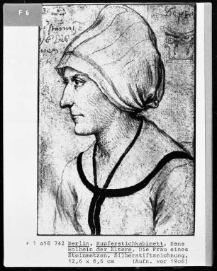 Skizzenbuch — Bildnis der Frau eines Steinmetzen, Folio recto