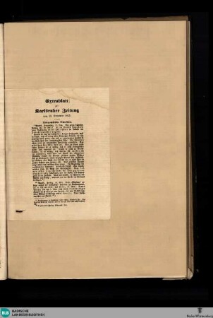 Karlsruher Zeitung, Extrablatt
