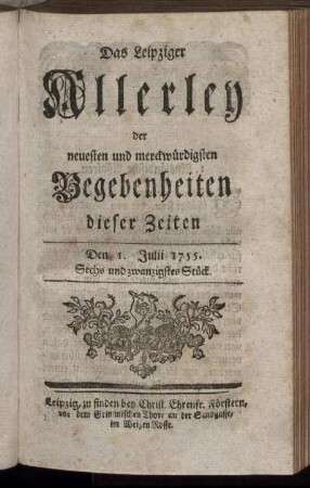 Den 1. Julii 1755. Sechs und zwanzigstes Stück.