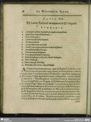 Caput XII. De variis Rulandi monumentis & reliquiis