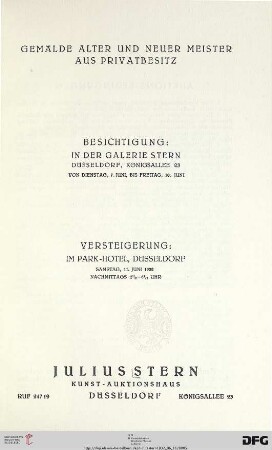 Gemälde alter und neuer Meister aus Privatbesitz : 11. Juni 1932 (Katalog Nr. 5)