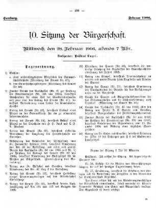 10. Sitzung der Bürgerschaft.