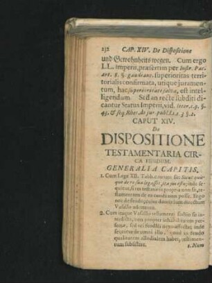Caput XIV. De Dispositione Testamentaria Circa Feudum.