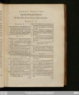 Index Captium Mysterii Pietatis Defensi De Uno Deo, Patre, Filio, ac Spiritu Sancto.