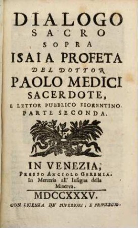 Dialoghi Sacri Sopra La Divina Scrittura, 24. Isaia Profeta : Parte Seconda