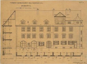 Fischer, Theodor; München - Laim; Wohnsiedlung Terraingesellschaft Neu-Westend - Baublock II Haus 'N' u. 'O' (Grundriss, Ansicht,Schnitt)