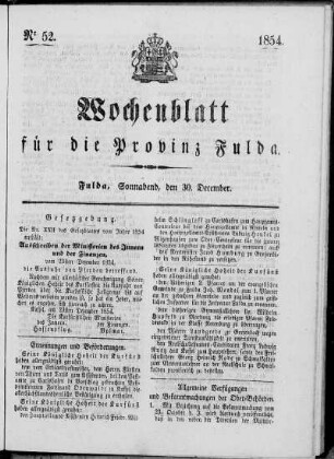 Nr. 52, Ausgabe vom 30. Dezember 1854