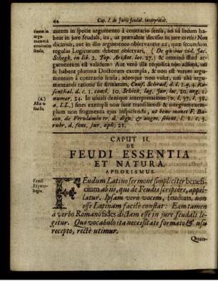 Caput II. De Feudi Essentia Et Natura.