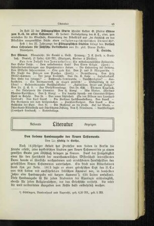 Von Sodens Handausgabe des Neuen Testaments