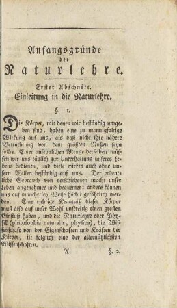 Erster Abschnitt. Einleitung in die Naturlehre