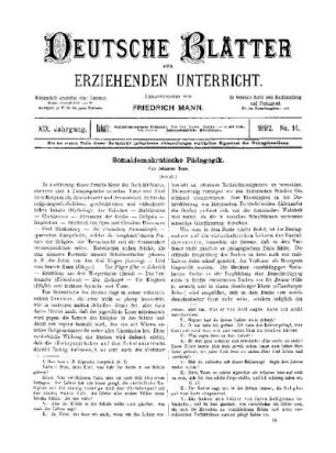 Sozialdemokratische Pädagogik : (Schluss)
