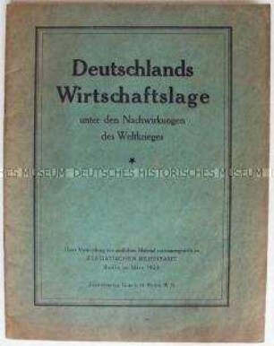 Informationsschrift über die deutsche Wirtschaft nach dem 1. Weltkrieg