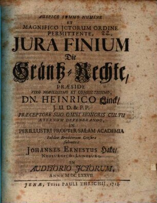 Iura finium, die Gräntz-Rechte