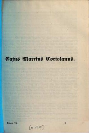 Plutarchś ausgewählte Biographien, 2.. Cajus Marcius Coriolanus