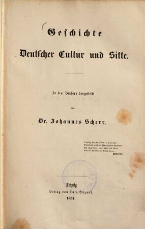 Geschichte deutscher Cultur und Sitte : in drei Büchern