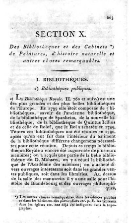 Section X. Des bibliothéques et des cabinets de peintures, d'histoire naturelle et autres choses remarquables