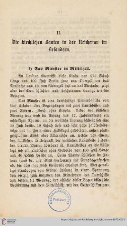 II. Die kirchlichen Bauten in der Reichenau im Besondern
