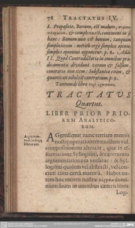 Tractatus Quartus. Liber Prior Priorum Analyticorum