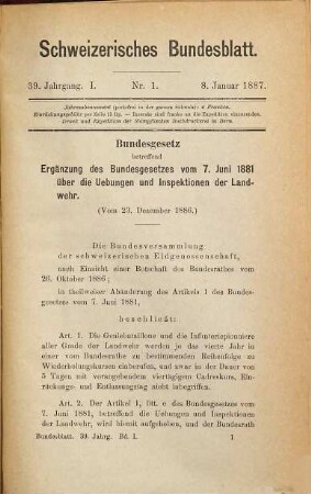 Bundesblatt. 39. 1887, 1