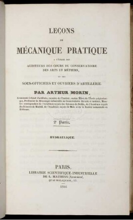 Partie 2: Leçons de mécanique pratique. P. 2
