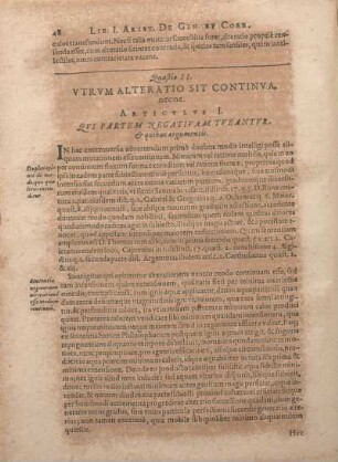 Quaestio II. Vtrvm alteratio Sit Continva necne.