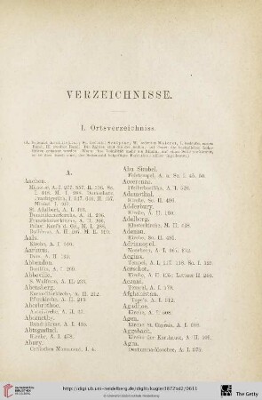 I. Ortsverzeichniss