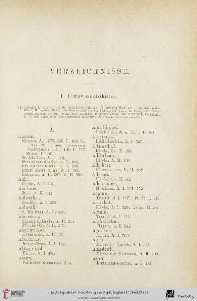 I. Ortsverzeichniss