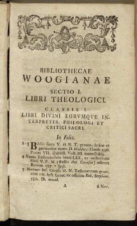 Classis I. Libri divini eorumque interpretes, philologi et critici sacri.