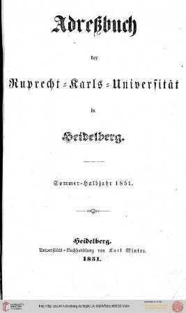 Sommersemester 1851
