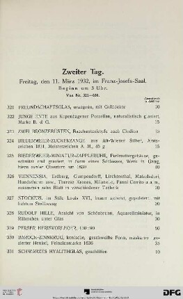 Zweiter Tag. Freitag, den 11. März 1932, im Franz-Josef-Saal. Beginn um 3 Uhr (Nr. 321-650)