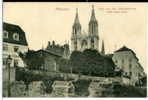 Meißen. Blick v. d. Schlossbrücke na. d. Dom