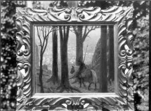 Ritter zu Pferd im Wald : Ritter zu Pferd im Wald (mit Rahmen). Öl/Leinwand, um 1895