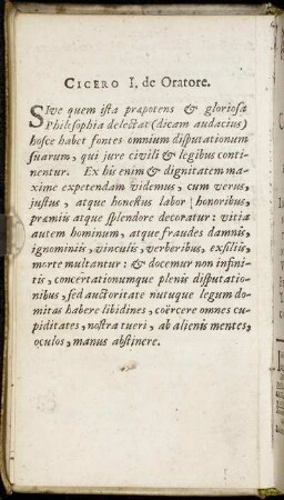 Cicero I. de Oratore.