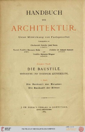 Theil 2, Die Baustile ; Bd. 2: Handbuch der Architektur: Die Baukunst der Etrusker, die Baukunst der Römer