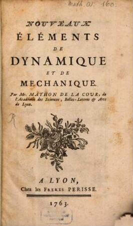 Nouveaux éléments de Dynamique ...