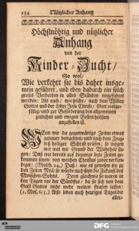 Nützlicher Anhang von der Kinder-Zucht.