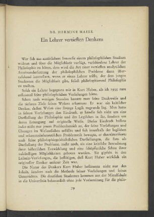 Ein Lehrer vertieften Denkens