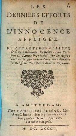 Les derniers efforts de l'innocence affligée