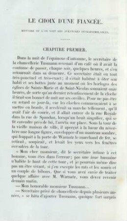 Le choix d'une fiancée. Histoire ou l'on voit des aventures invraisemblables
