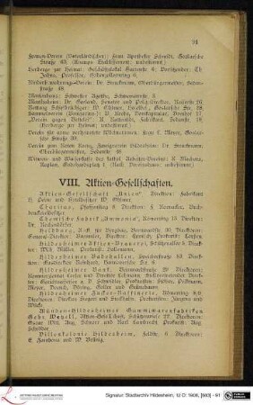 VIII. Aktien-Gesellschaften.