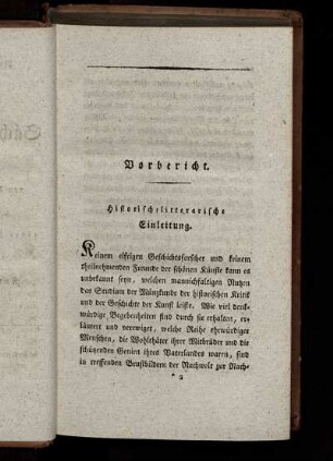 Vorbericht. - Historisch-litterarische Einleitung.