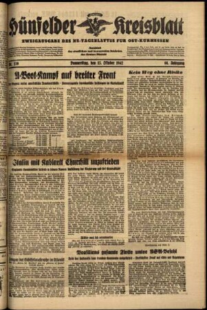 Ausgabe vom Donnerstag, den 15. Oktober 1942.
