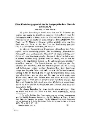 Eine Erziehungsgeschichte in biographischen Einzelarbeiten
