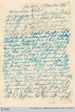Korrespondenz von Alice und Ludwig Klein: Brief von Ludwig Klein an Kurt Klein, Irmgard Ehrlich und Max Klein