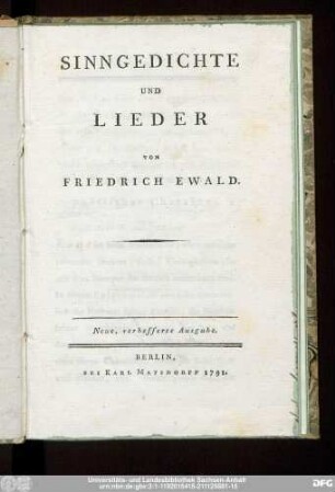 Sinngedichte und Lieder