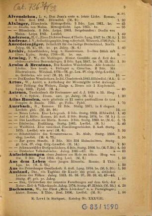 Verzeichnis des antiquarischen Bücherlagers von R. Levi, Stuttgart : [Antiquariats-Katalog], 38